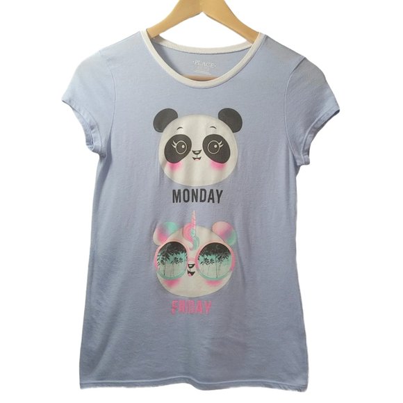 ❤2/$12❤ Girls Blue Panda Tee & Rainbow Shorts Bundle- THE CHILDREN'S PLACE - Picture 3 of 5